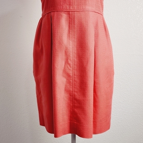 J. Crew Basketweave Orange Fit & Flare Dress Size: 4 - Picture 4 of 13